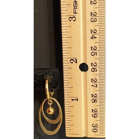 Monet Vintage Gold Tone Ring Bead Dangle Clip On Earrings - Picture 4 of 5